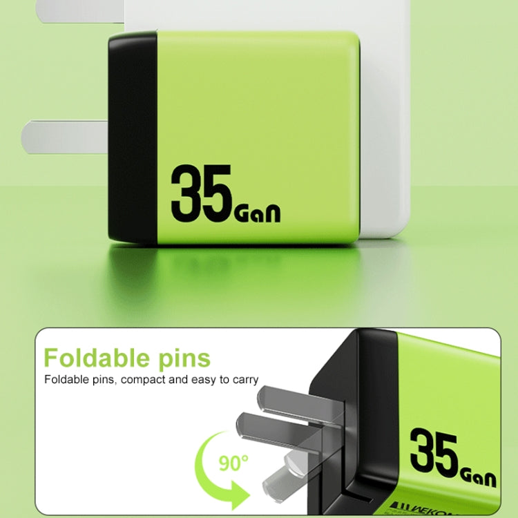 WK WP-U36 35W USB-C / Type-C, USB GaN Fast Charger, Plug Type:UK Plug(Green) - USB Charger by WK | Online Shopping UK | buy2fix
