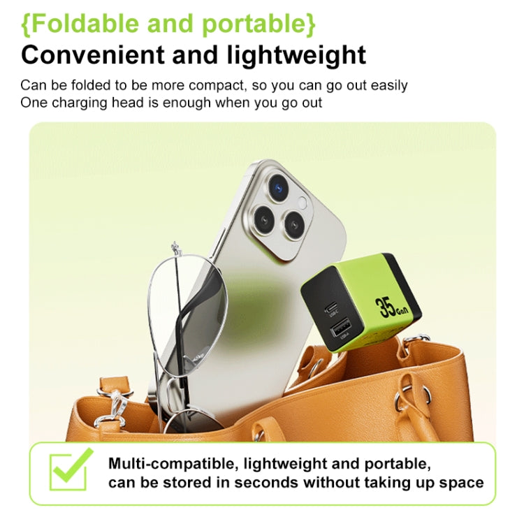 WK WP-U36 35W USB-C / Type-C, USB GaN Fast Charger, Plug Type:EU Plug(Green) - USB Charger by WK | Online Shopping UK | buy2fix