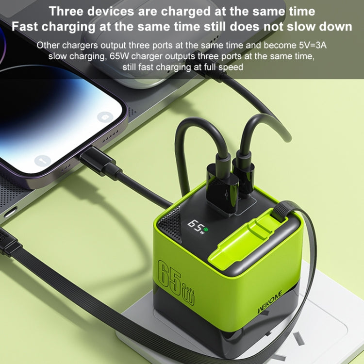 WK WP-U39 65W USB-C / Type-C, USB GaN Fast Charger with 80cm Type-C Cable, Plug Type:US Plug(Yellow) - USB Charger by WK | Online Shopping UK | buy2fix