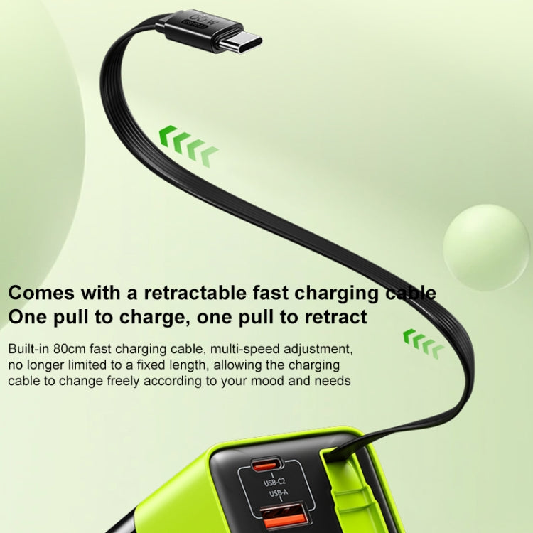 WK WP-U39 65W USB-C / Type-C, USB GaN Fast Charger with 80cm Type-C Cable, Plug Type:US Plug(Yellow) - USB Charger by WK | Online Shopping UK | buy2fix