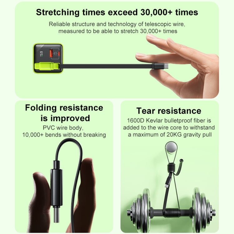 WK WP-U39 65W USB-C / Type-C, USB GaN Fast Charger with 80cm Type-C Cable, Plug Type:US Plug(Green) - USB Charger by WK | Online Shopping UK | buy2fix