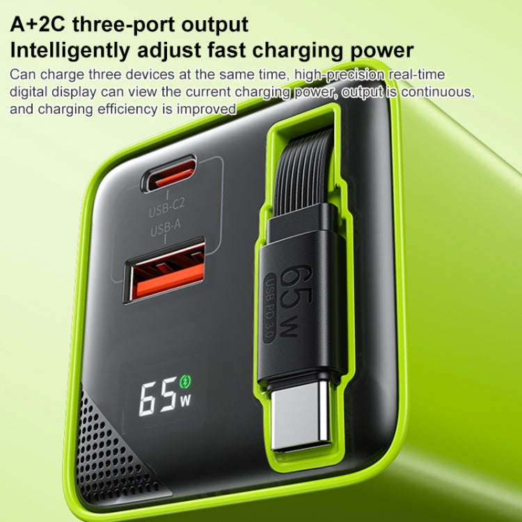 WK WP-U39 65W USB-C / Type-C, USB GaN Fast Charger with 80cm Type-C Cable, Plug Type:US Plug(Green) - USB Charger by WK | Online Shopping UK | buy2fix