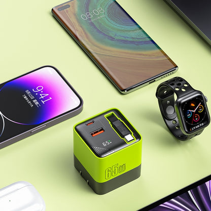 WK WP-U39 65W USB-C / Type-C, USB GaN Fast Charger with 80cm Type-C Cable, Plug Type:US Plug(Yellow) - USB Charger by WK | Online Shopping UK | buy2fix