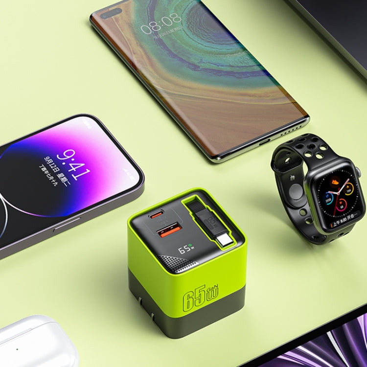 WK WP-U39 65W USB-C / Type-C, USB GaN Fast Charger with 80cm Type-C Cable, Plug Type:US Plug(Green) - USB Charger by WK | Online Shopping UK | buy2fix