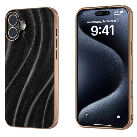 For iPhone 16 Plus Nano Electroplating Galactic Pattern Protective Phone Case(Black) by buy2fix