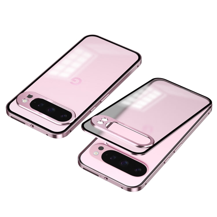 For Google Pixel 9 Pro XL Snap Buckle Metal Frame Frosted Phone Case(Pink) - Google Cases by buy2fix | Online Shopping UK | buy2fix