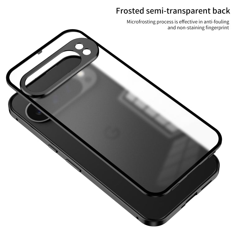 For Google Pixel 9 / 9 Pro Snap Buckle Metal Frame Frosted Phone Case(Blue) by buy2fix