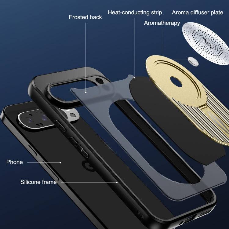 For Google Pixel 9 Pro XL Heat Dissipation Aromatherapy MagSafe Holder Phone Case(Gold) by buy2fix