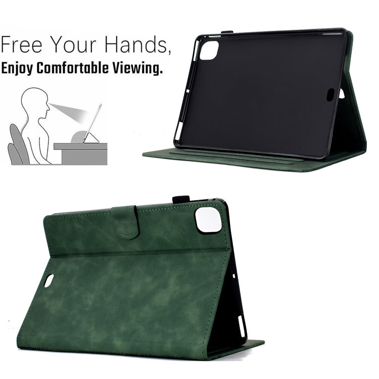 For iPad Pro 11 2025 / 2024 Cats Embossed Leather Smart Tablet Case(Green) by buy2fix