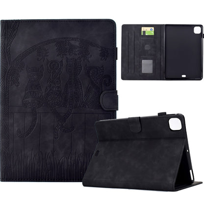 For iPad Pro 11 2025 / 2024 Cats Embossed Leather Smart Tablet Case(Black) by buy2fix