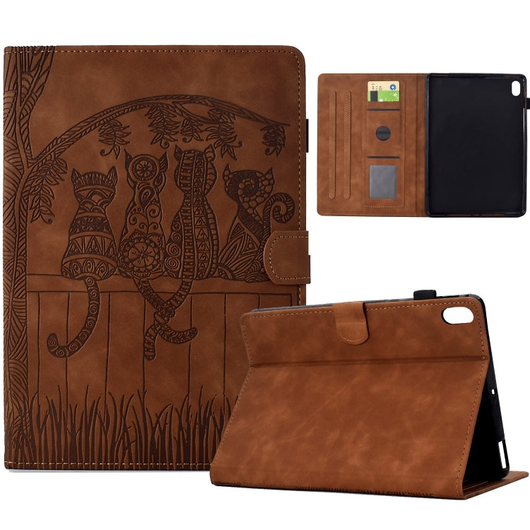 For iPad 2025 / 2022 Cats Embossed Leather Smart Tablet Case(Brown) - iPad 2025 / 2022 Cases by buy2fix | Online Shopping UK | buy2fix