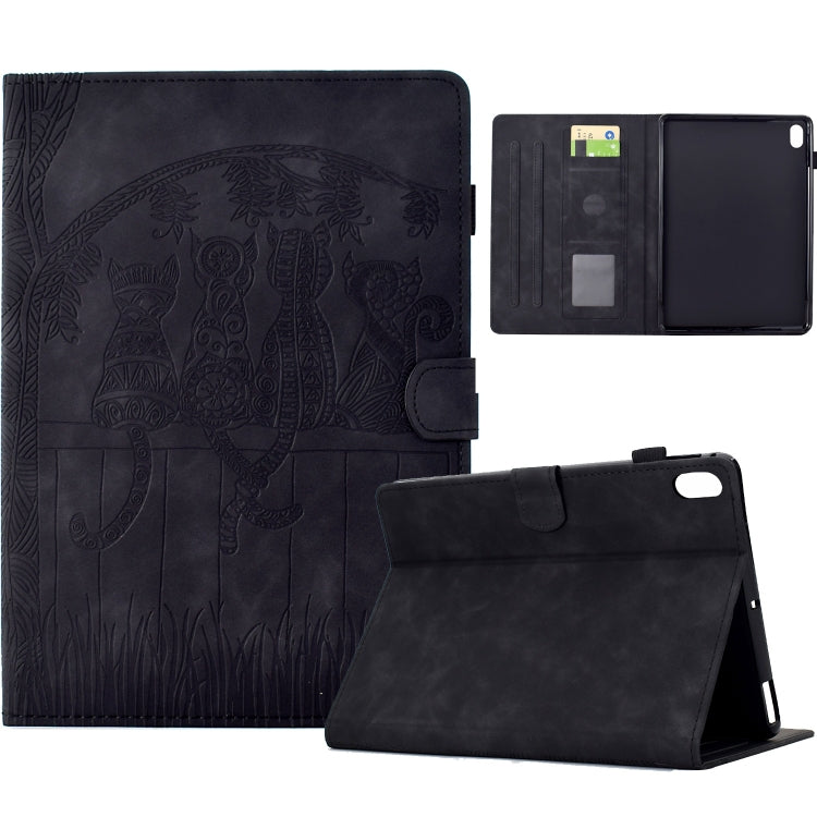 For iPad 2025 / 2022 Cats Embossed Leather Smart Tablet Case(Black) - iPad 2025 / 2022 Cases by buy2fix | Online Shopping UK | buy2fix