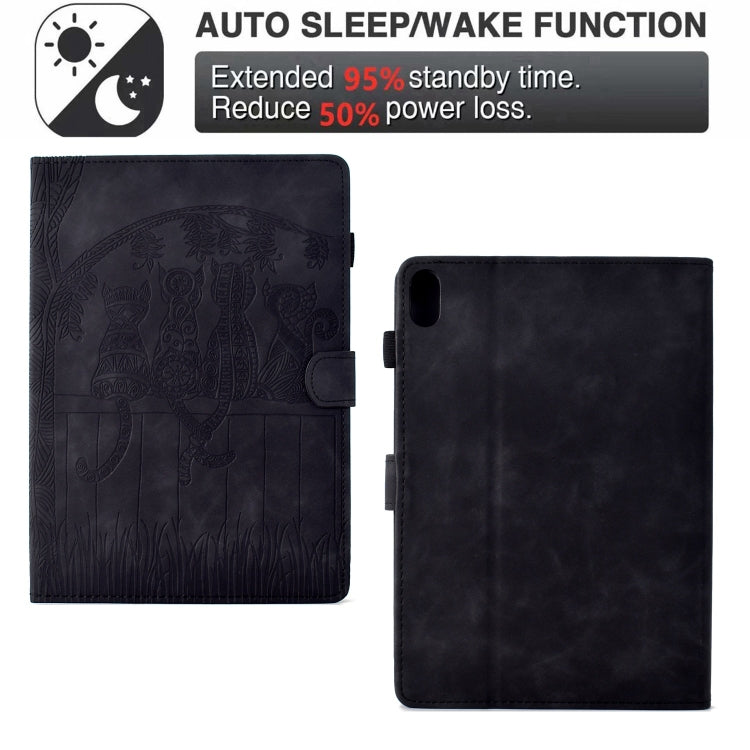 For iPad 2025 / 2022 Cats Embossed Leather Smart Tablet Case(Black) - iPad 2025 / 2022 Cases by buy2fix | Online Shopping UK | buy2fix