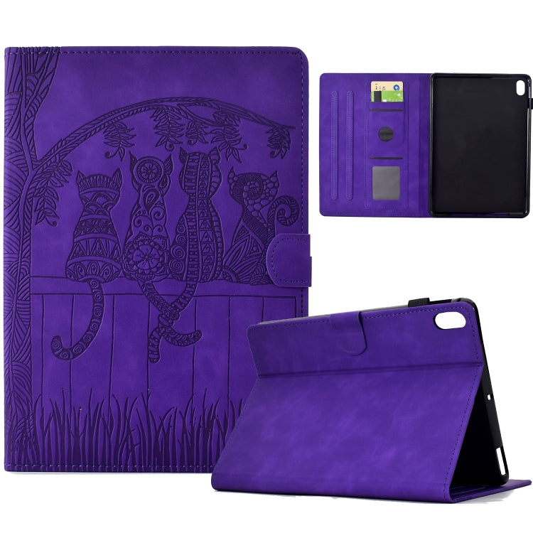 For iPad 2025 / 2022 Cats Embossed Leather Smart Tablet Case(Purple) - iPad 2025 / 2022 Cases by buy2fix | Online Shopping UK | buy2fix