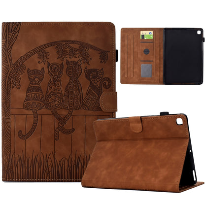 For iPad 10.2 2021 / 2020 / 10.5 2019 Cats Embossed Leather Smart Tablet Case(Brown) - iPad 10.2 Cases by buy2fix | Online Shopping UK | buy2fix