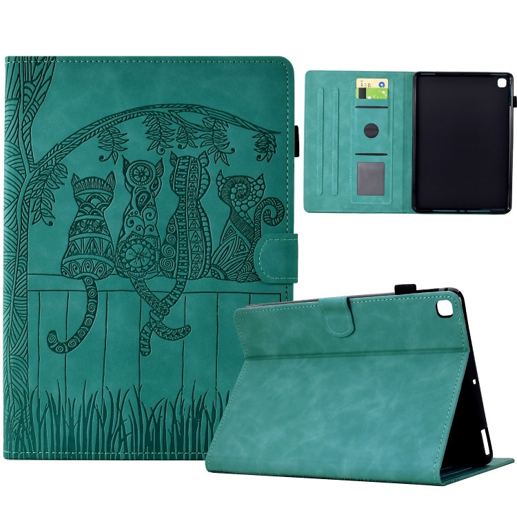 For iPad 10.2 2021 / 2020 / 10.5 2019 Cats Embossed Leather Smart Tablet Case(Light Blue) - iPad 10.2 Cases by buy2fix | Online Shopping UK | buy2fix