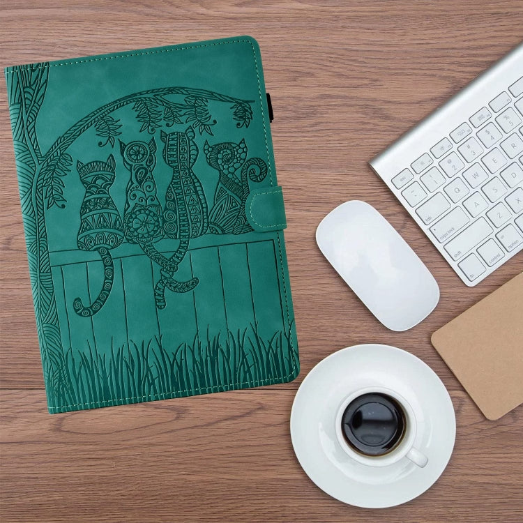 For iPad 10.2 2021 / 2020 / 10.5 2019 Cats Embossed Leather Smart Tablet Case(Light Blue) - iPad 10.2 Cases by buy2fix | Online Shopping UK | buy2fix