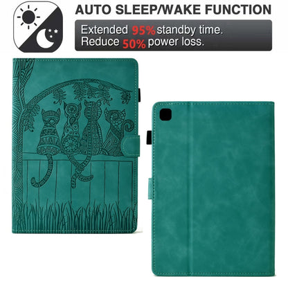 For iPad 10.2 2021 / 2020 / 10.5 2019 Cats Embossed Leather Smart Tablet Case(Light Blue) - iPad 10.2 Cases by buy2fix | Online Shopping UK | buy2fix