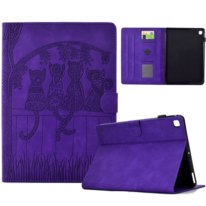 For iPad 10.2 2021 / 2020 / 10.5 2019 Cats Embossed Leather Smart Tablet Case(Purple) - iPad 10.2 Cases by buy2fix | Online Shopping UK | buy2fix