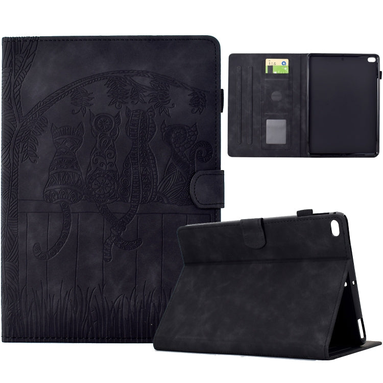 For iPad Pro 9.7 / 9.7 2018 / 2017 Cats Embossed Leather Smart Tablet Case(Black) - iPad 9.7 (2018) & (2017) Cases by buy2fix | Online Shopping UK | buy2fix