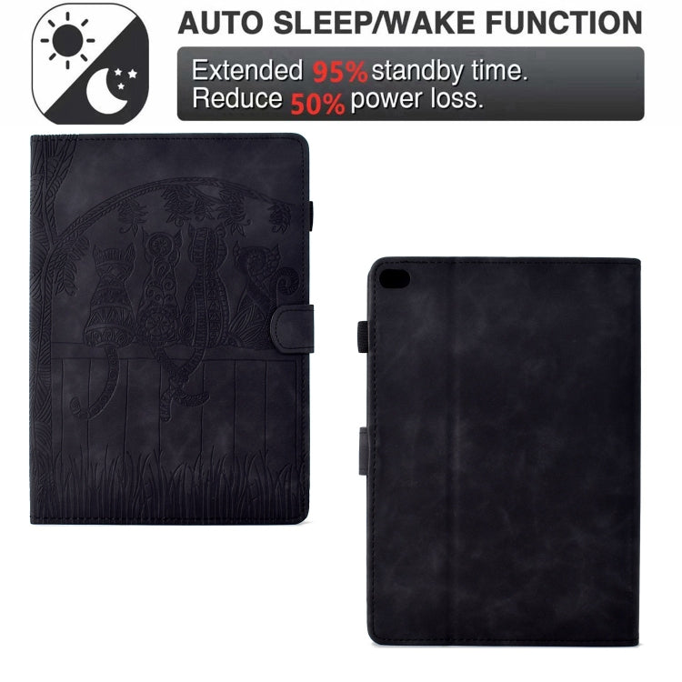 For iPad Pro 9.7 / 9.7 2018 / 2017 Cats Embossed Leather Smart Tablet Case(Black) - iPad 9.7 (2018) & (2017) Cases by buy2fix | Online Shopping UK | buy2fix