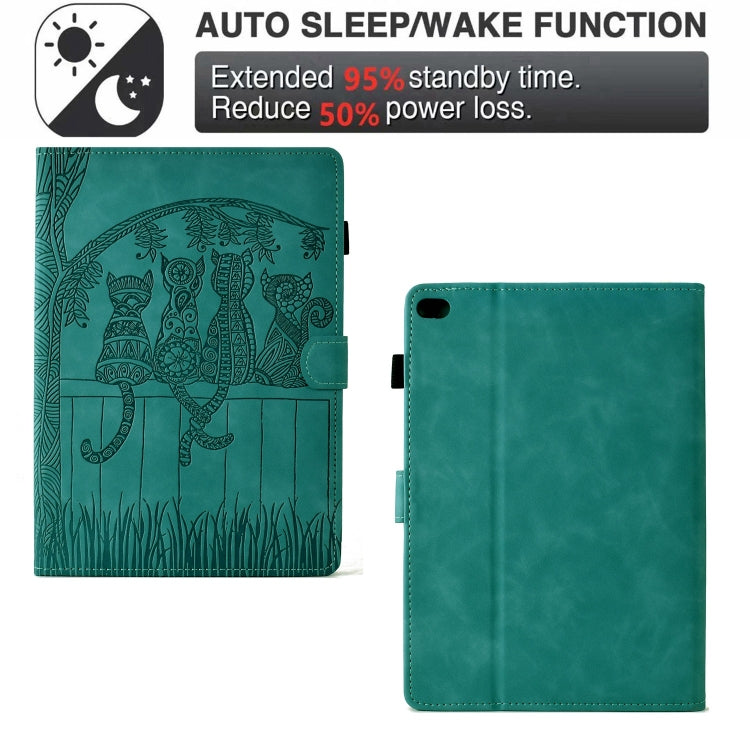 For iPad Pro 9.7 / 9.7 2018 / 2017 Cats Embossed Leather Smart Tablet Case(Light Blue) - iPad 9.7 (2018) & (2017) Cases by buy2fix | Online Shopping UK | buy2fix