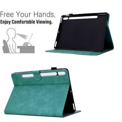 For Samsung Galaxy Tab S8 / S7 Cats Embossed Leather Smart Tablet Case(Light Blue) by buy2fix