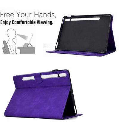 For Samsung Galaxy Tab S8 / S7 Cats Embossed Leather Smart Tablet Case(Purple) by buy2fix