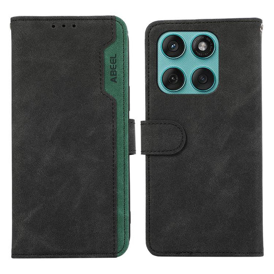 For Motorola Edge 60 Fusion ABEEL Color Block Magnetic RFID Leather Phone Case(Black-Green)