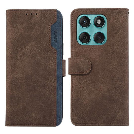 For Motorola Edge 60 Fusion ABEEL Color Block Magnetic RFID Leather Phone Case(Brown-Blue)