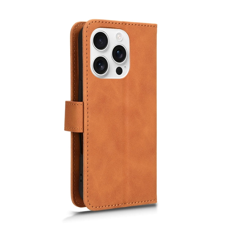 For iPhone 16 Pro Skin Feel Magnetic Flip Leather Phone Case(Brown) - iPhone 16 Pro Cases by buy2fix | Online Shopping UK | buy2fix