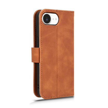 For iPhone 16e Skin Feel Magnetic Flip Leather Phone Case(Brown) - iPhone 16e Cases by buy2fix | Online Shopping UK | buy2fix