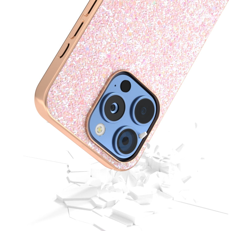 For iPhone 16 Pro Max Electroplating Frame Colorful Glitter Phone Case(Pink) by buy2fix