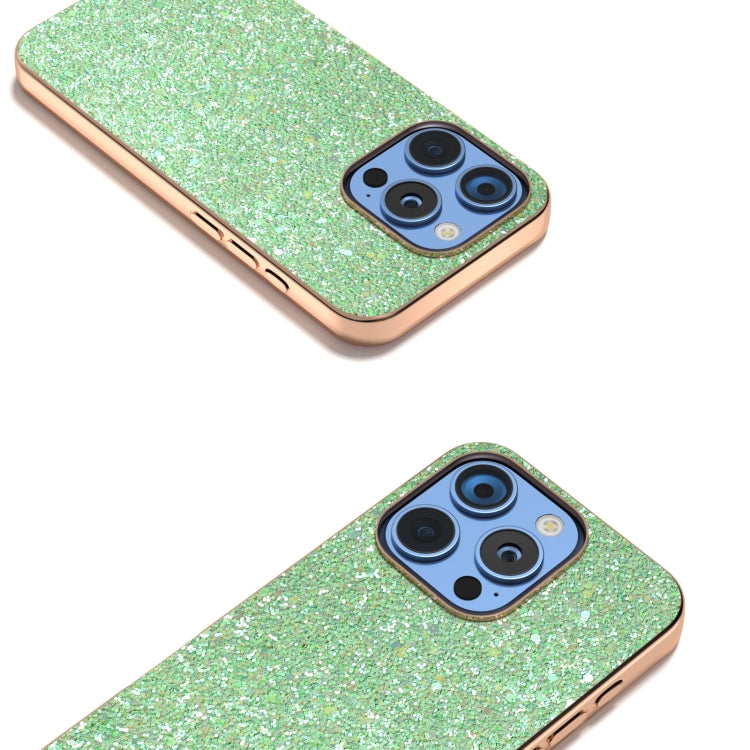 For iPhone 16 Pro Electroplating Frame Colorful Glitter Phone Case(Dark Green) by buy2fix