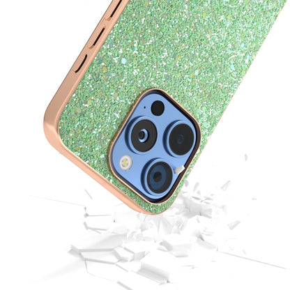For iPhone 16 Pro Electroplating Frame Colorful Glitter Phone Case(Dark Green) by buy2fix