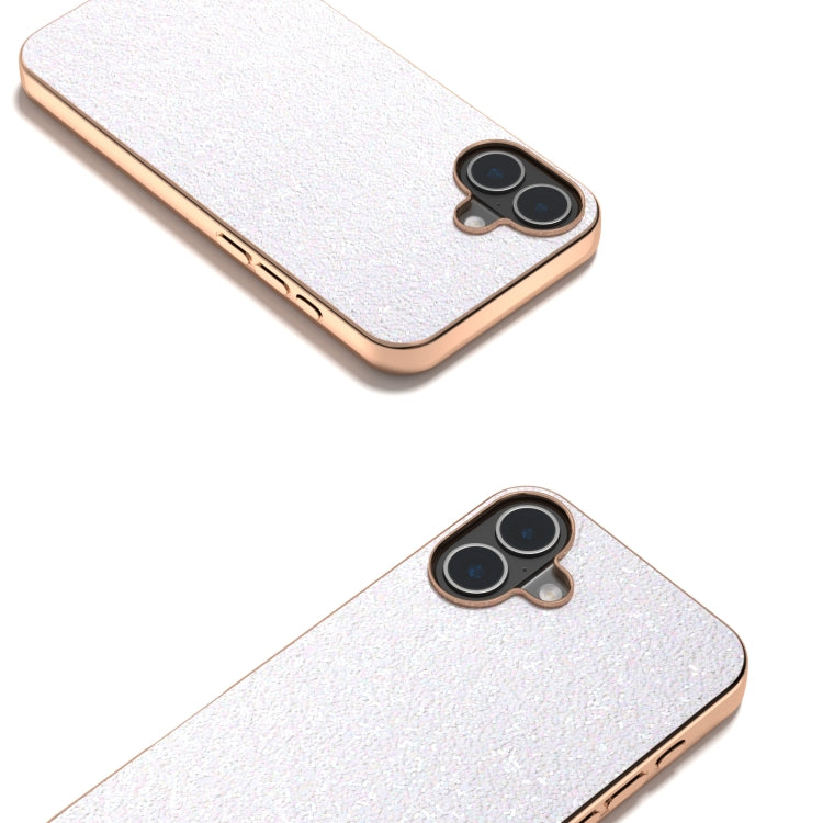 For iPhone 16 Plus Electroplating Frame Colorful Glitter Phone Case(White) by buy2fix