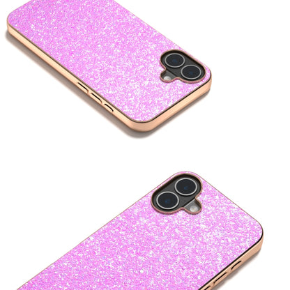 For iPhone 16 Electroplating Frame Colorful Glitter Phone Case(Dark Pink) by buy2fix