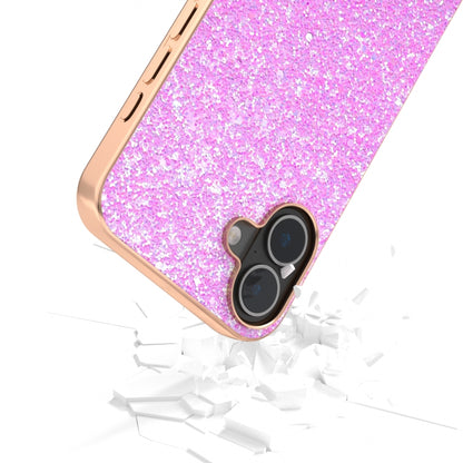 For iPhone 16 Electroplating Frame Colorful Glitter Phone Case(Dark Pink) by buy2fix