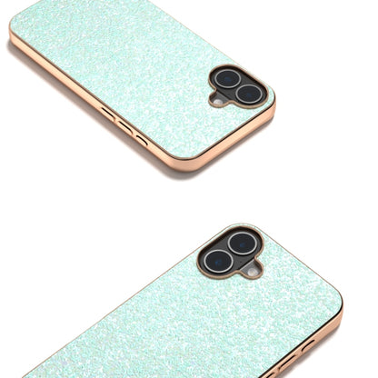For iPhone 16 Electroplating Frame Colorful Glitter Phone Case(Light Green) by buy2fix