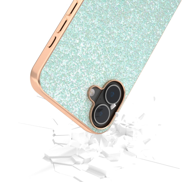 For iPhone 16 Electroplating Frame Colorful Glitter Phone Case(Light Green) by buy2fix
