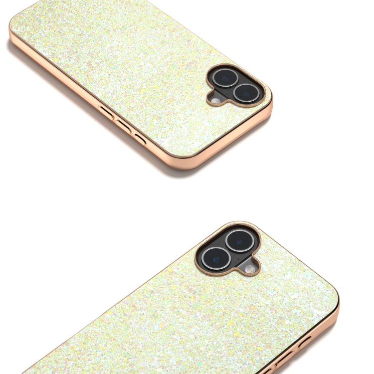 For iPhone 16 Electroplating Frame Colorful Glitter Phone Case(Gold) - iPhone 16 Cases by buy2fix | Online Shopping UK | buy2fix