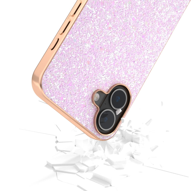 For iPhone 16 Electroplating Frame Colorful Glitter Phone Case(Glitter Pink) by buy2fix
