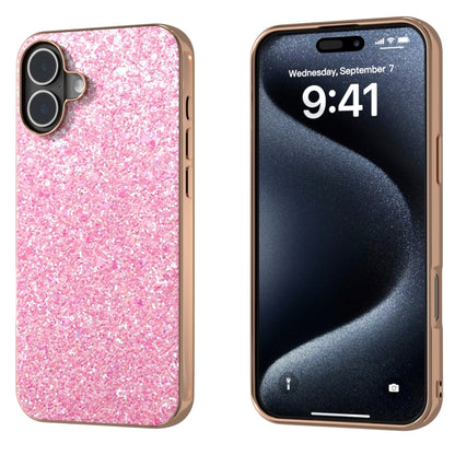 For iPhone 16 Electroplating Frame Colorful Glitter Phone Case(Purple Pink) by buy2fix