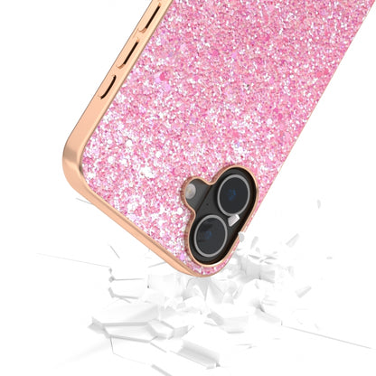 For iPhone 16 Electroplating Frame Colorful Glitter Phone Case(Purple Pink) by buy2fix