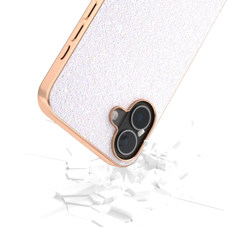 For iPhone 16 Electroplating Frame Colorful Glitter Phone Case(White) by buy2fix