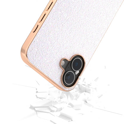 For iPhone 16 Electroplating Frame Colorful Glitter Phone Case(White) by buy2fix