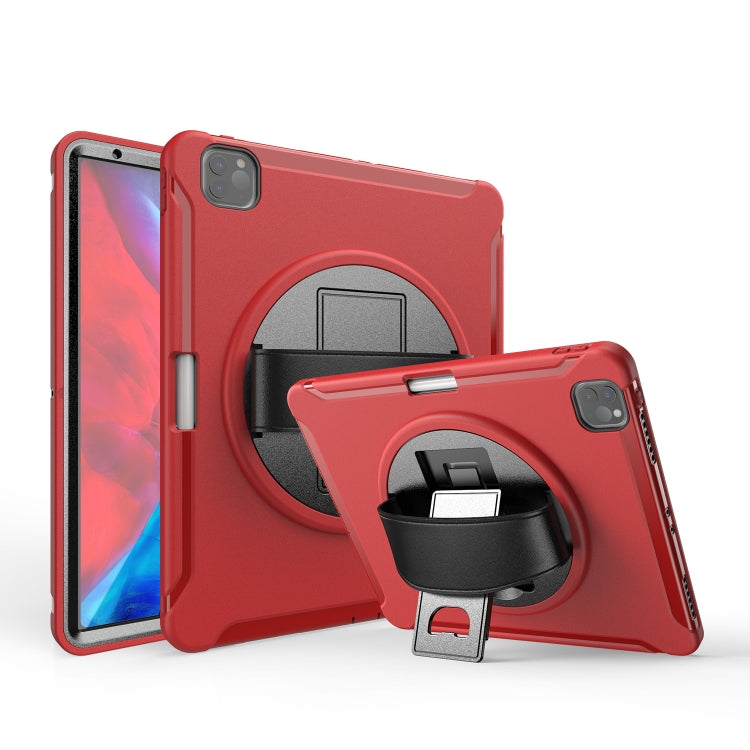 For iPad Pro 12.9 inch (2020) 360 Degree Rotation PC+TPU Protective Cover with Holder & Hand Strap & Pen Slot(Red) - iPad Pro 12.9 (2018) Cases by buy2fix | Online Shopping UK | buy2fix