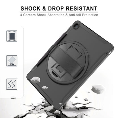 For Samsung Galaxy Tab S6 Lite 360 Degree Rotation PC+TPU Protective Cover with Holder & Hand Strap & Pen Slot(Black) - Tab S6 Lite P610 / P615 by buy2fix | Online Shopping UK | buy2fix