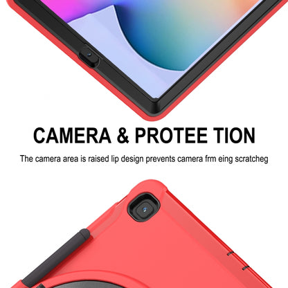 For Samsung Galaxy Tab S6 Lite 360 Degree Rotation PC+TPU Protective Cover with Holder & Hand Strap & Pen Slot(Red) - Tab S6 Lite P610 / P615 by buy2fix | Online Shopping UK | buy2fix