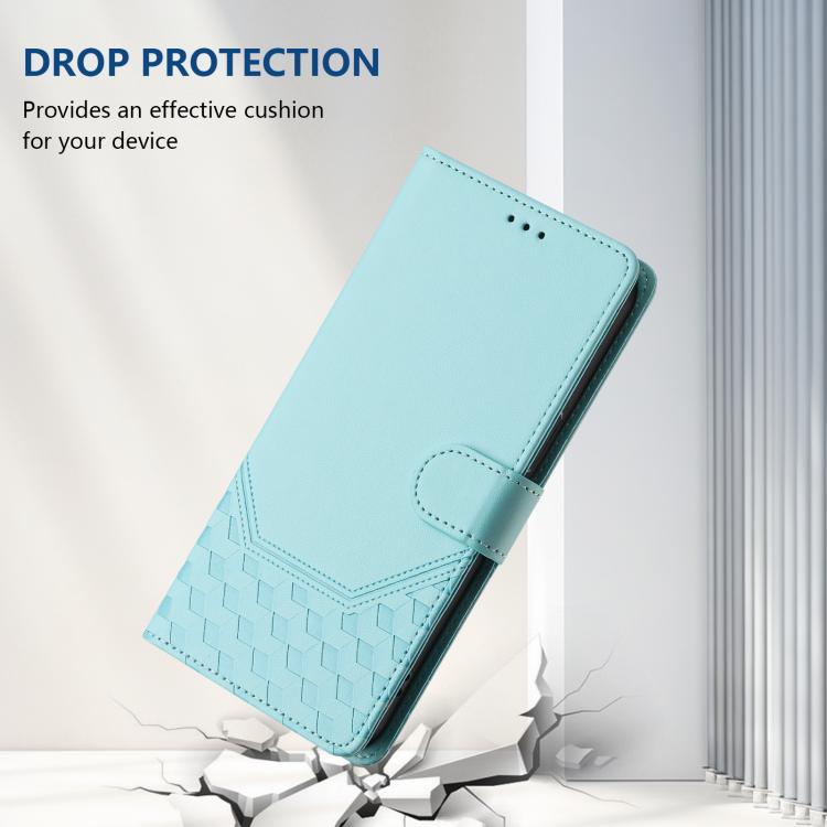 For iPhone Air Honeycomb Embossing RFID Leather Phone Case(Mint Green) - iPhone Air Cases by buy2fix | Online Shopping UK | buy2fix
